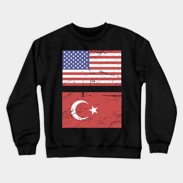 United States Flag & Turkey Flag Crewneck Sweatshirt by MeatMan